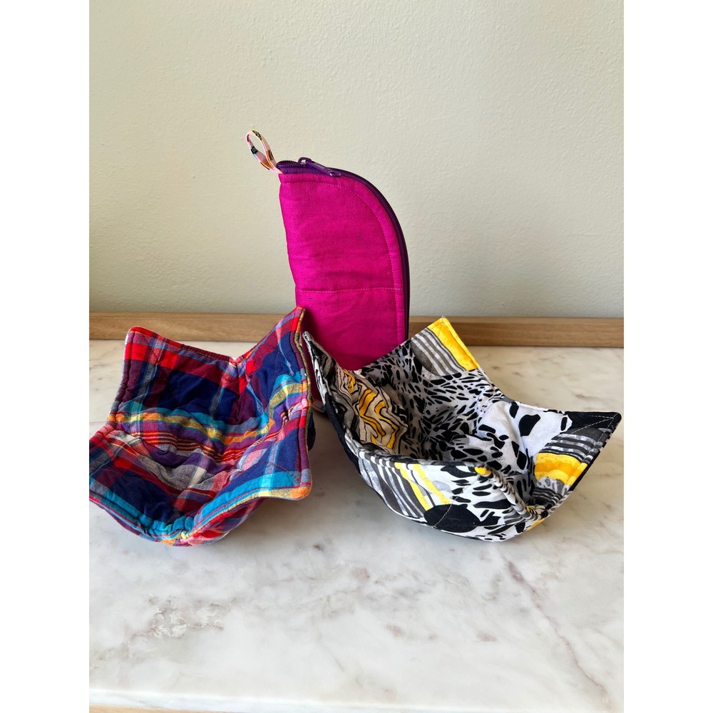 Pencil Holder and Reversible Microwavable Soup Bowl Pot Holder/ Hot Pad